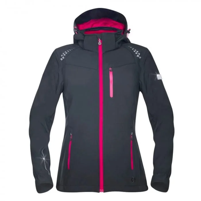 Jachetă softshell neagră femei cu glugă, culoarea negru, Ardon FLORET