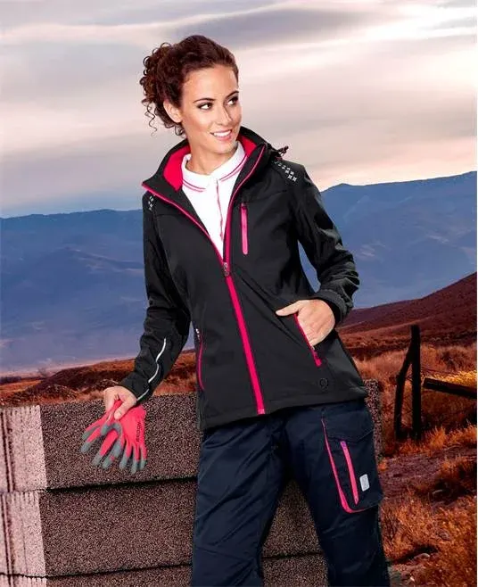 Jachetă softshell neagră femei cu glugă, culoarea negru, Ardon FLORET