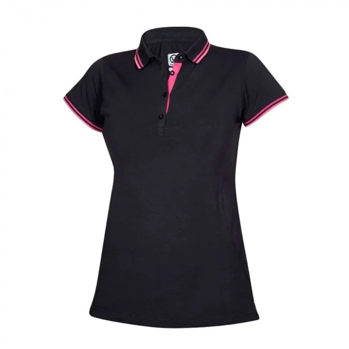 Tricou polo negru femei cu mânecă scurtă, Ardon FLORET