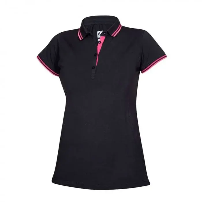 Tricou polo negru femei cu mânecă scurtă, Ardon FLORET