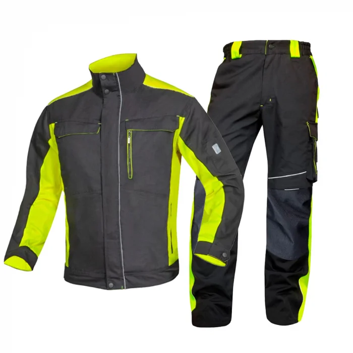 Set costum negru-galben cu pantaloni de lucru in talie, culoarea verde, Ardon NEON
