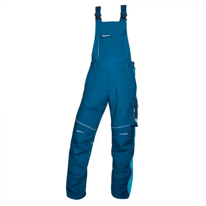 Pantaloni albaștri cu pieptar, din bumbac și poliester, 270g/mp, cu elemente reflectorizante, Ardon URBAN, culoarea albastru