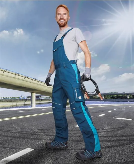 Pantaloni 65% poliester albaștri cu pieptar, culoarea albastru, Ardon URBAN