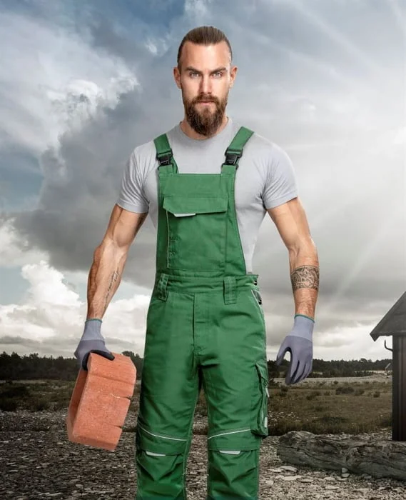 Pantaloni de lucru verzi cu pieptar, culoarea verde, Ardon URBAN