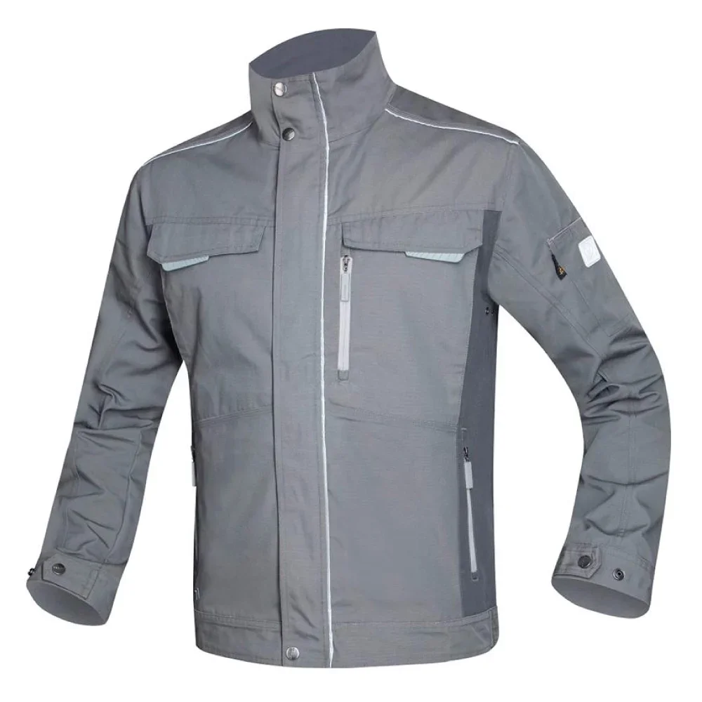 Set costum de lucru gri hidrofobizat cu pantaloni cu pieptar, Ardon URBAN+