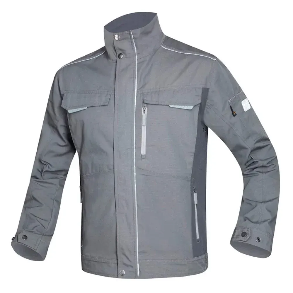 Set costum de lucru gri hidrofobizat cu pantaloni cu pieptar, Ardon URBAN+