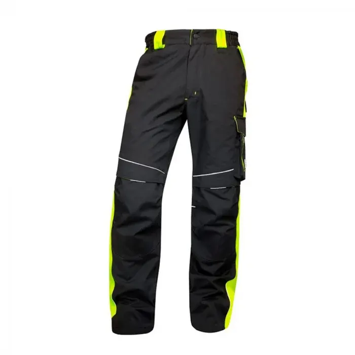 Pantaloni în talie de iarnă negri, din bumbac și poliester, 270g/mp, cu elemente reflectorizante, Ardon NEON, culoarea negru