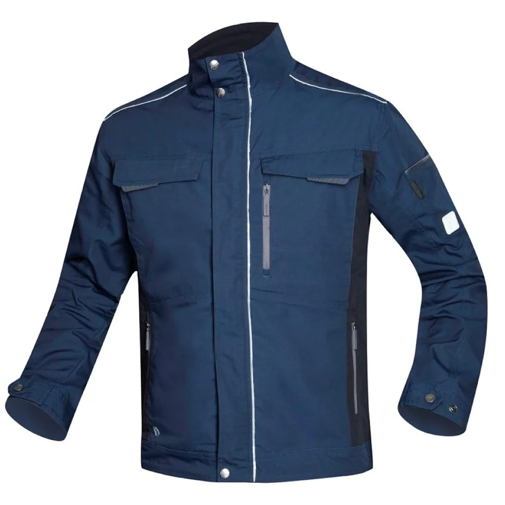 Set costum de lucru bleumarin hidrofobizat cu pantaloni cu pieptar, culoarea gri, Ardon URBAN+