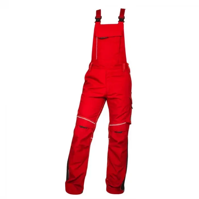 Pantaloni cu pieptar hidrofobizați roșii, de lucru +, din bumbac și poliester, 270 g/mp, Ardon URBAN, culoarea roșu