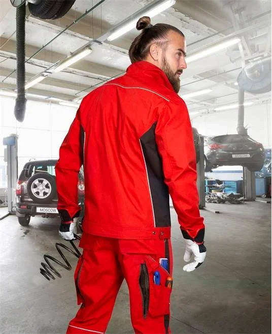 Costum rosu cu pantaloni de lucru, culoarea roșu, hidrofobizat, URBAN+