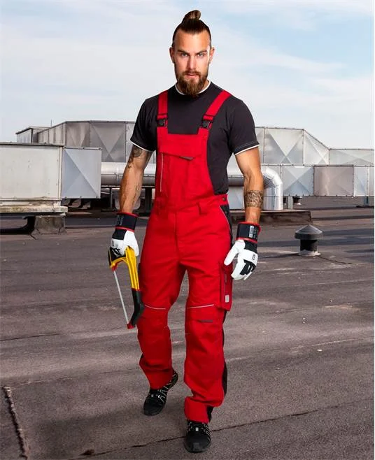 Set costum de lucru roșu hidrofobizat cu pantaloni cu pieptar, Ardon URBAN+