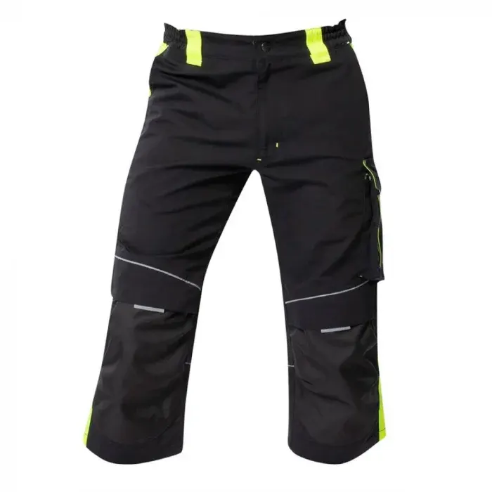 Pantaloni scurti de lucru reflectorizanti 3 4, din bumbac și poliester, 270g/mp, Ardon NEON, culoarea negru