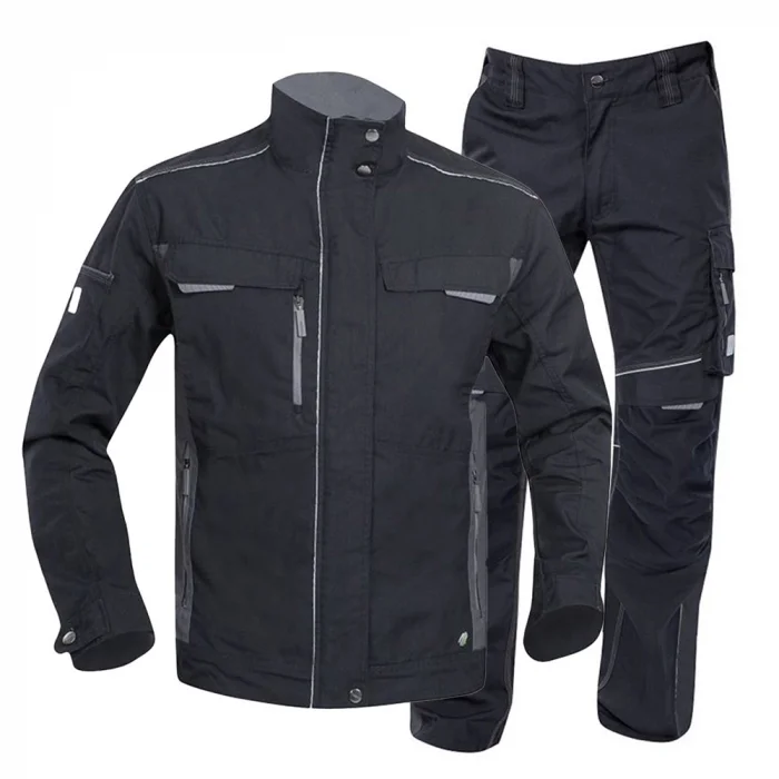 Costum negru cu pantaloni de lucru, hidrofobizat, URBAN+