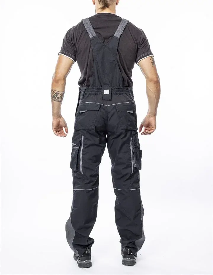 Set costum de lucru negru hidrofobizat cu pantaloni cu pieptar, Ardon URBAN+