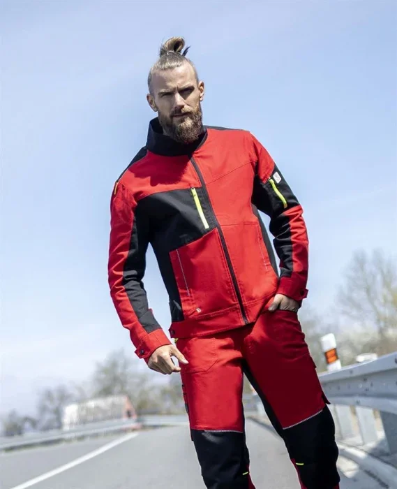 Jachetă de lucru roșie 98% bumbac, culoarea roșu, Ardon 4XSTRETCH