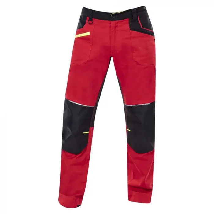 Pantaloni de lucru roșii standard, din bumbac și elastan, 250g/mp, cu elemente reflectorizante, Ardon 4XSTRETCH, culoarea roșu