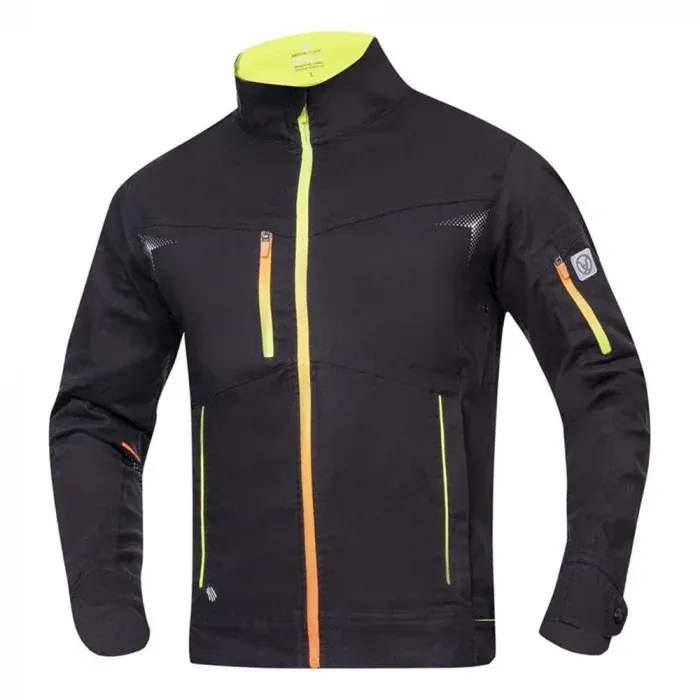 Jachetă de lucru neagră bumbac 98%, cu elemente reflectorizante, Ardon CREATRON, culoarea negru
