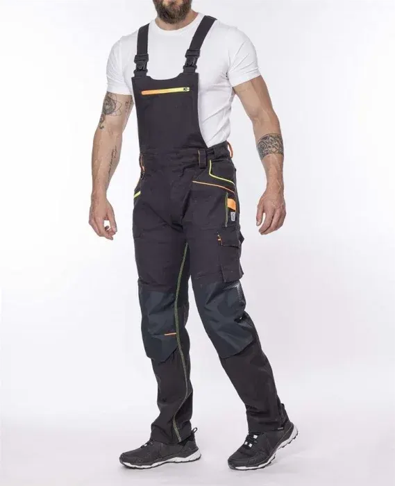 Pantaloni de lucru negri cu pieptar, culoarea negru, Ardon Creatron