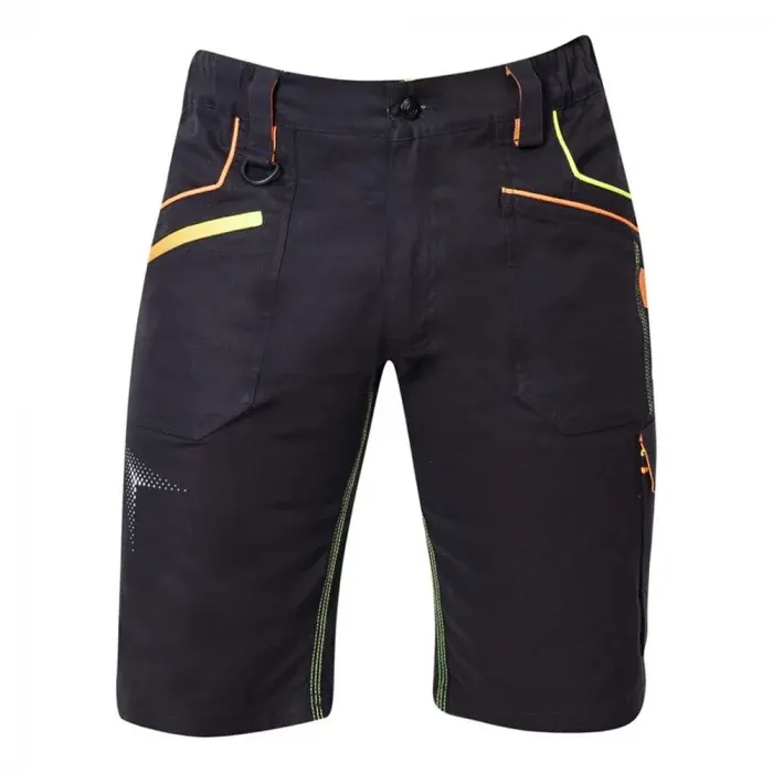 Pantaloni de lucru scurți, din bumbac și elastan, 250g/mp, cu elemente reflectorizante, Ardon CREATRON, culoarea negru