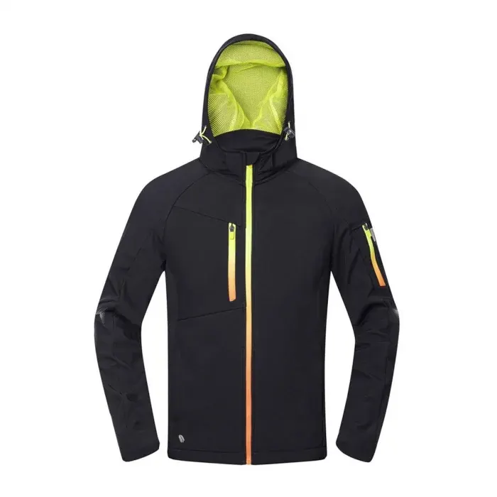 Jachetă neagra cu gluga softshell, din elastan și poliester, Ardon CREATRON, culoarea negru