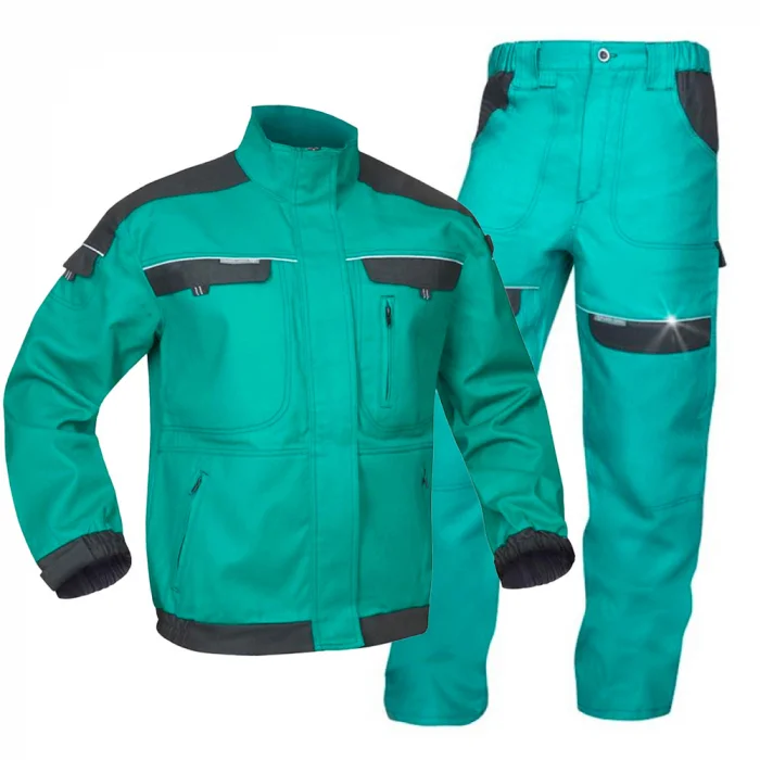 Set costum verde cu pantaloni de lucru in talie, COOL TREND