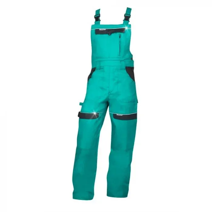 Pantaloni de lucru verzi cu pieptar, COOL, din bumbac, 260gr/mp, Ardon TREND, culoarea verde