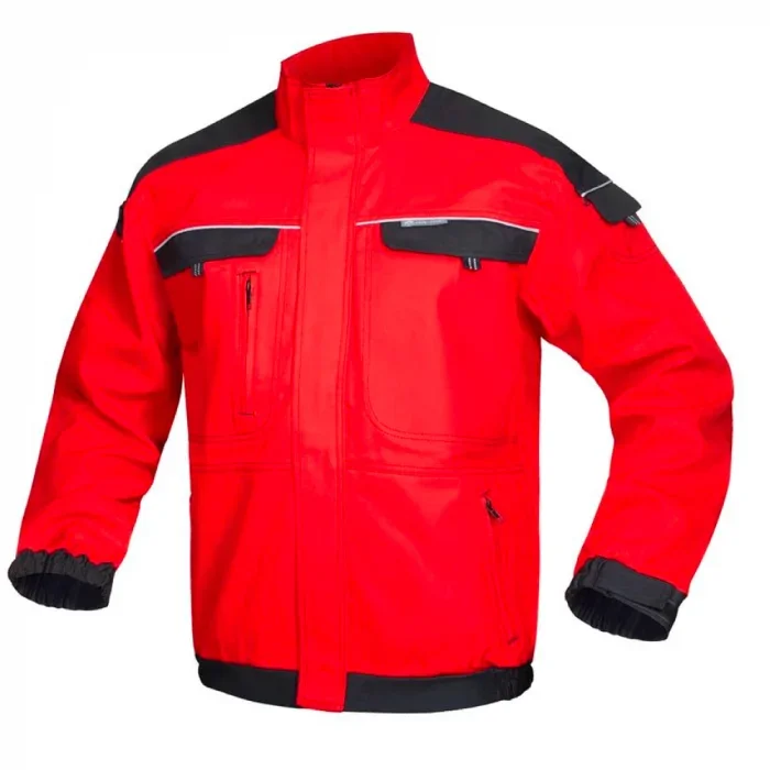 Set costum rosu cu pantaloni de lucru in talie, culoarea roșu, COOL TREND