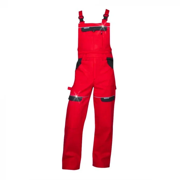 Pantaloni de lucru roșii 100% bumbac cu pieptar, culoarea roșu, Ardon COOL TREND