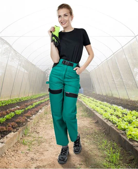 Pantaloni de lucru femei verzi, culoarea verde, în talie, 100% bumbac, Ardon COOL TREND