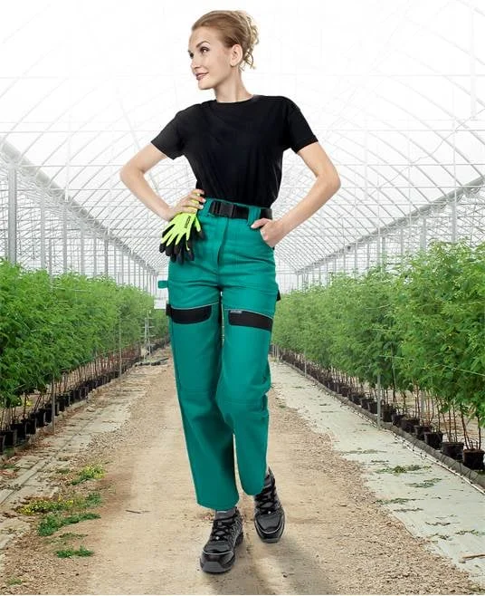 Pantaloni de lucru femei verzi, culoarea verde, în talie, 100% bumbac, Ardon COOL TREND