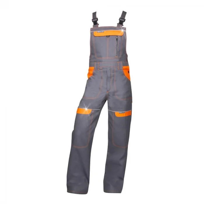 Pantaloni de lucru gri-portocaliu 100% bumbac cu pieptar, Ardon COOL TREND