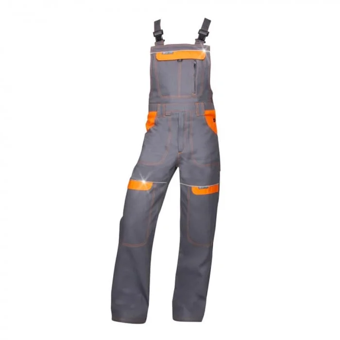 Pantaloni de lucru gri-portocaliu 100% bumbac cu pieptar, Ardon COOL TREND