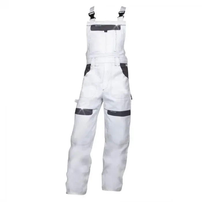Pantaloni de lucru albi cu pieptar, COOL, din bumbac, 260gr/mp, Ardon COOL TREND