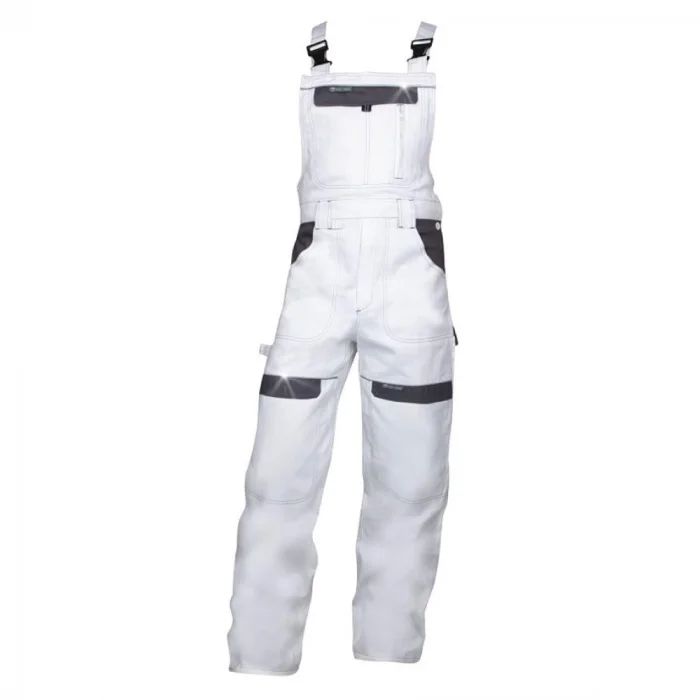 Pantaloni de lucru albi 100% bumbac cu pieptar, Ardon COOL TREND