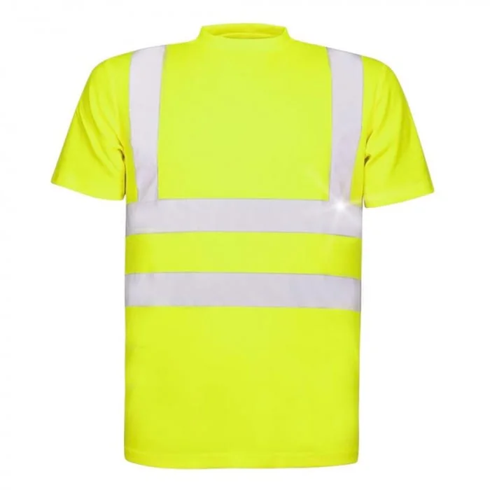 Tricou simplu reflectorizant galben cu mânecă scurtă, REF