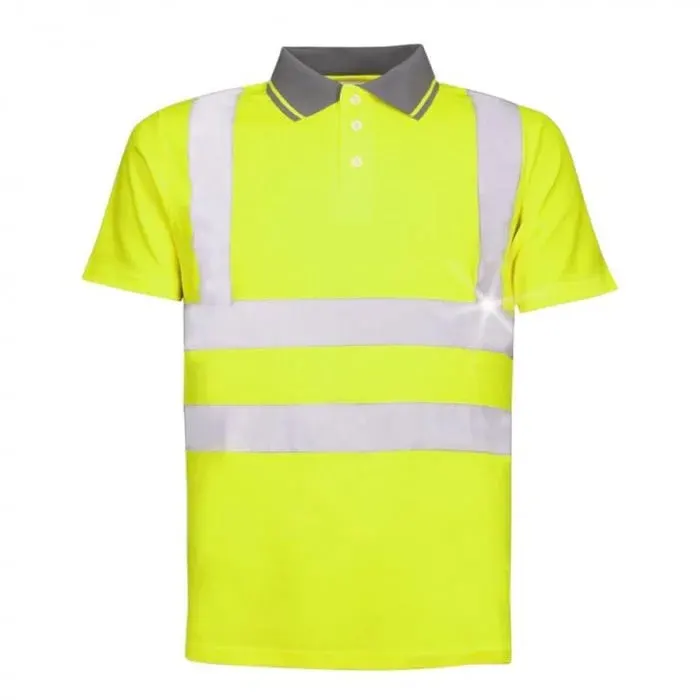 Tricou polo reflectorizant cu maneca scurta, culoarea galben, Ardon REF 201