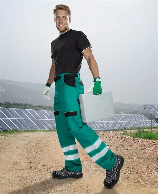 Pantaloni de lucru reflectorizanti in talie, verde, COOL TREND