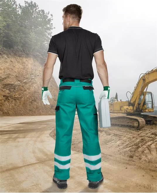 Pantaloni de lucru reflectorizanti in talie, verde, COOL TREND