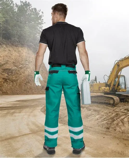 Pantaloni de lucru reflectorizanti in talie, verde, COOL TREND