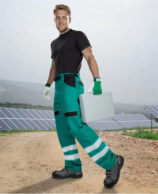Pantaloni de lucru reflectorizanti in talie, verde, COOL TREND