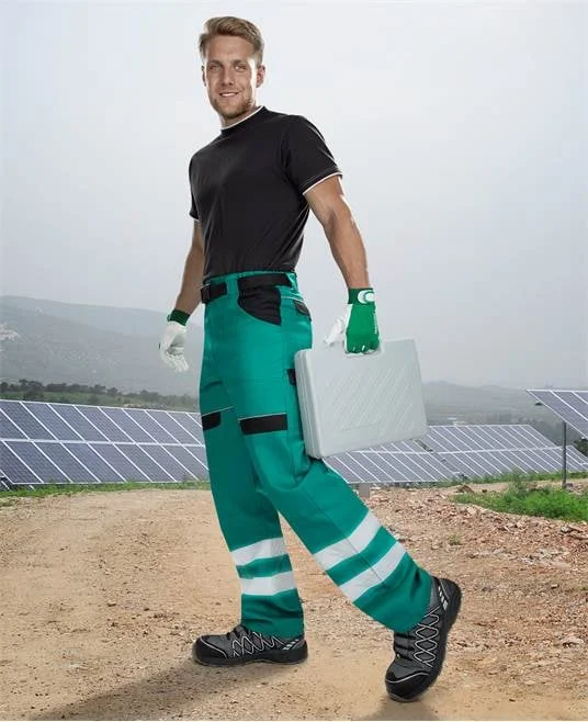 Pantaloni de lucru reflectorizanti in talie, verde, COOL TREND