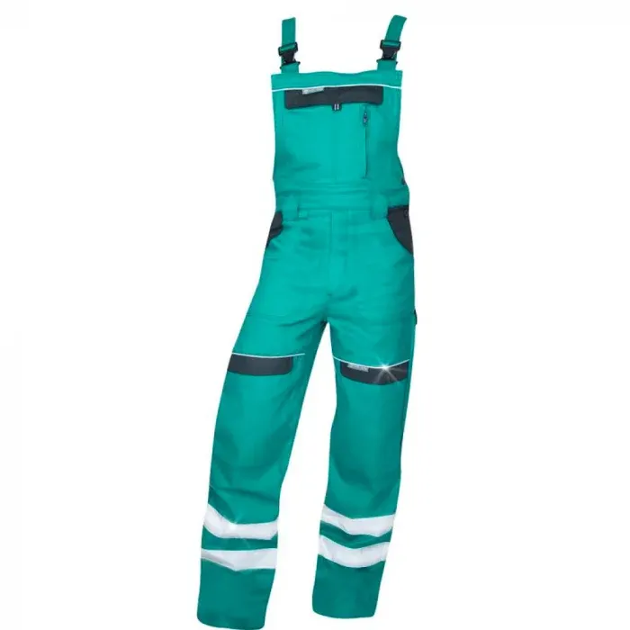 Pantaloni de lucru reflectorizanti cu pieptar, COOL, din bumbac, 260g/mp, Ardon TREND, culoarea verde