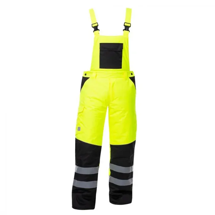 Pantaloni de iarnă galbeni cu pieptar reflectorizanți, din poliester, Ardon HOWARD