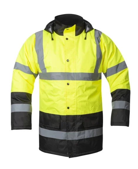 Geacă de iarnă reflectorizantă cu glugă, galben-negru, Ardon REF603