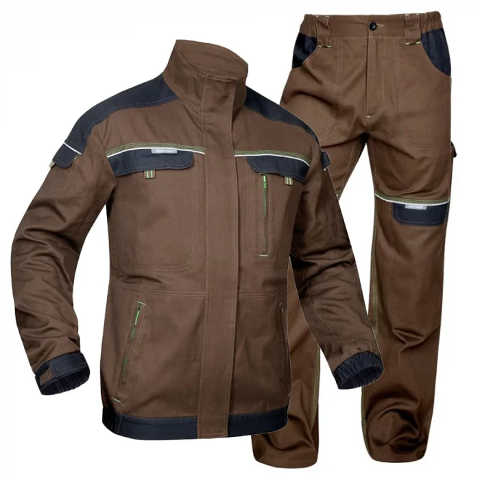 Set costum maro cu pantaloni de lucru in talie, COOL TREND