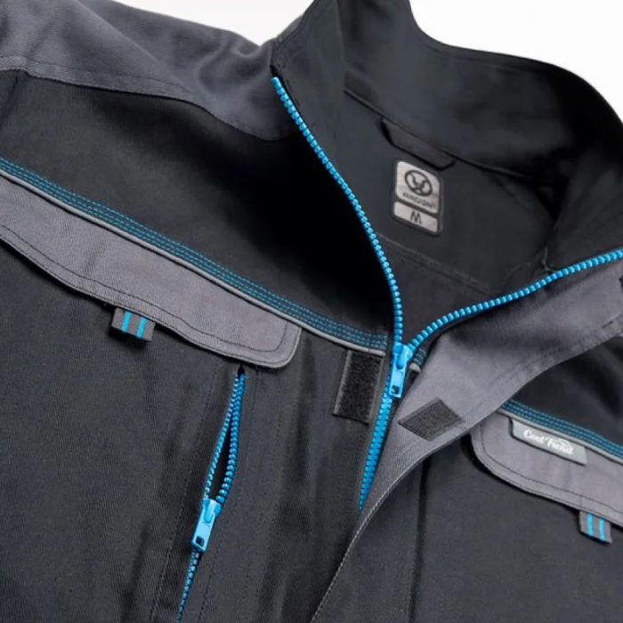 Set costum negru cu pantaloni de lucru in talie, COOL TREND