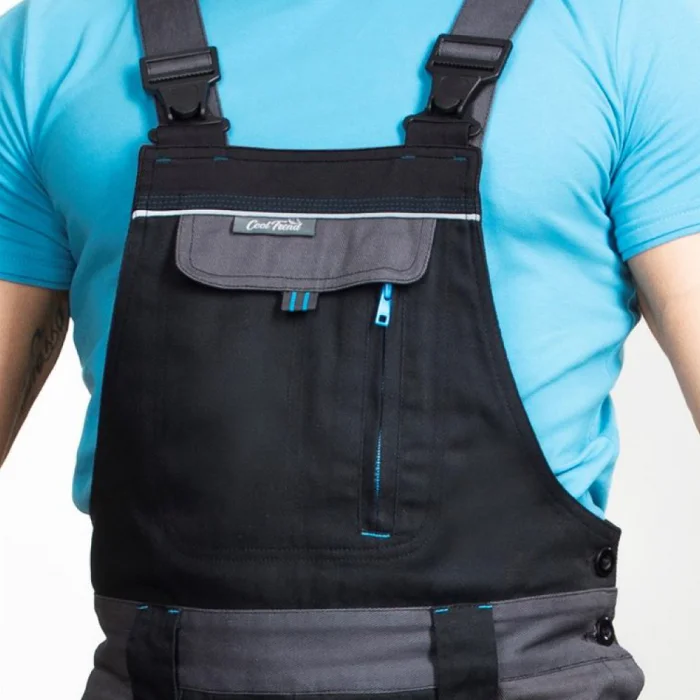 Pantaloni de lucru negri 100% bumbac cu pieptar, culoarea negru, Ardon COOL TREND