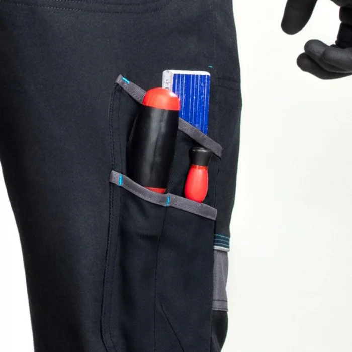 Pantaloni de lucru negri 100% bumbac cu pieptar, culoarea negru, Ardon COOL TREND