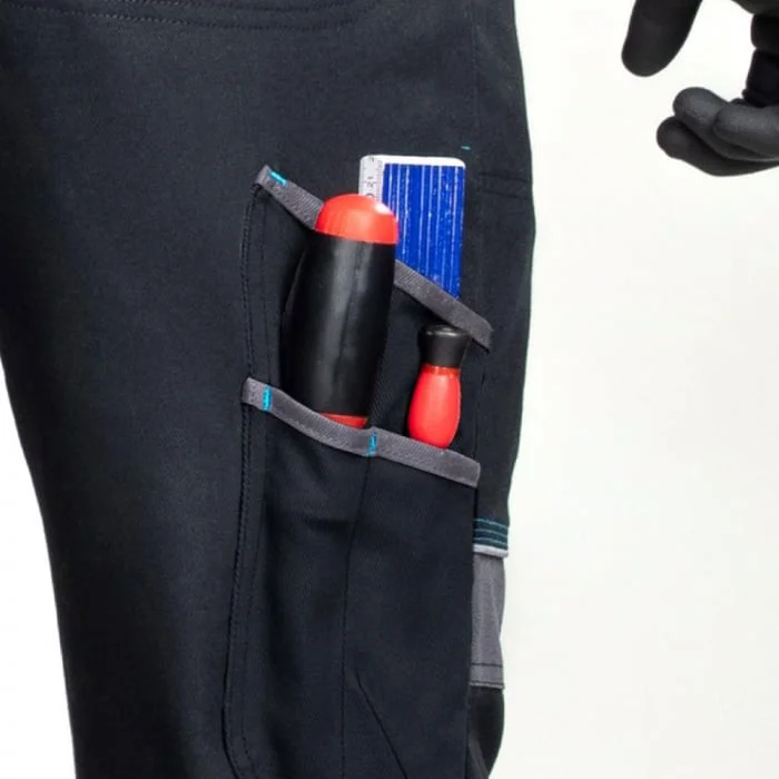 Pantaloni de lucru negri 100% bumbac cu pieptar, culoarea negru, Ardon COOL TREND