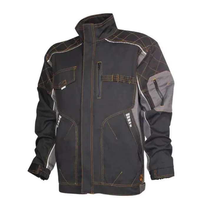 Jachetă de lucru neagra pentru bărbați, din bumbac și poliester, 260gr/mp, cu elemente reflectorizante, Ardon VISION, culoarea negru